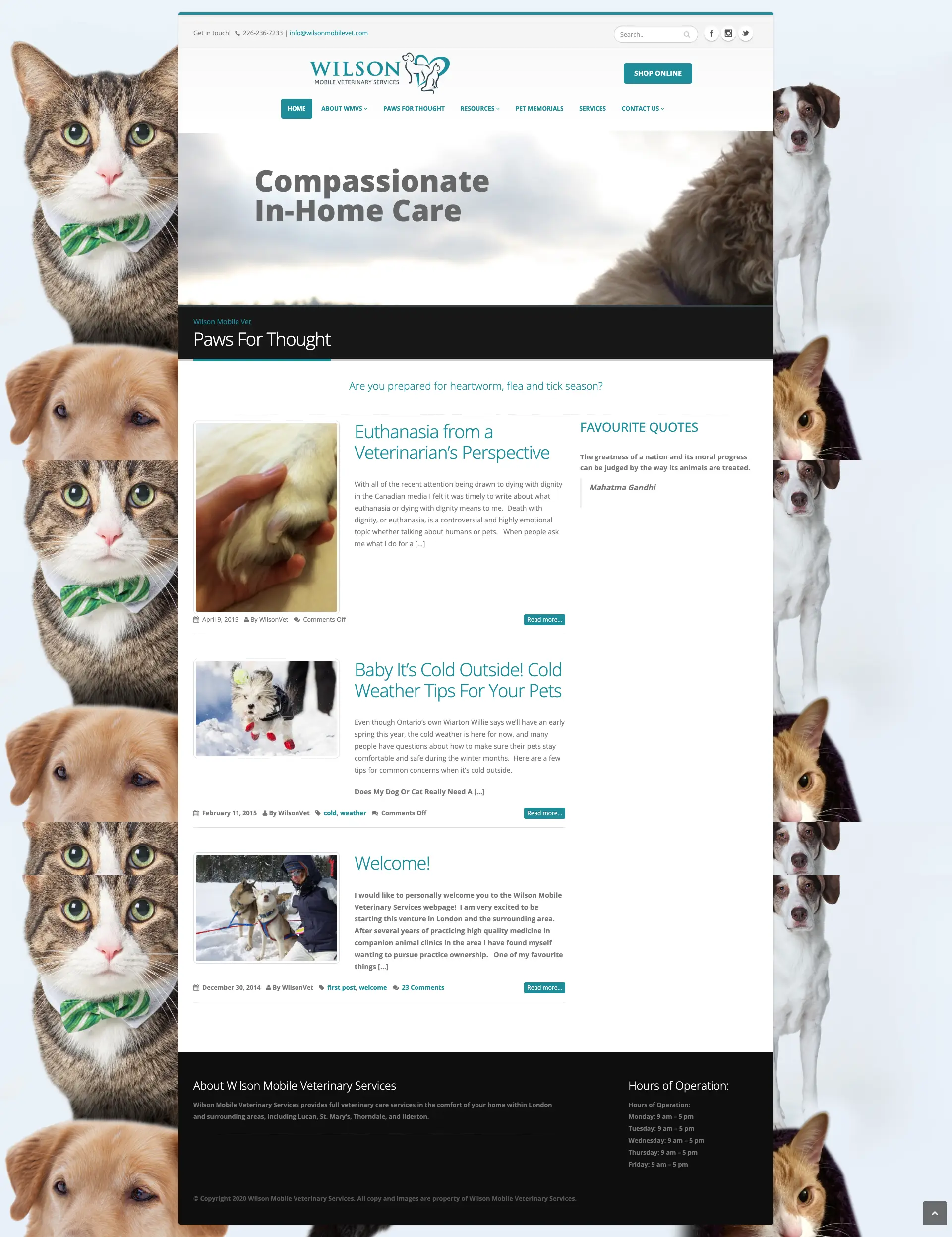 Wilson Mobile Veterinary Services — Pet Care Website